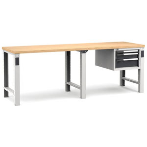 Établi Fami Master 250cm gris avec plateau en bois et 3 tiroirs - Product Image 1