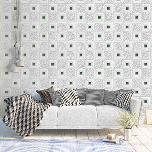 Autocollants muraux en mousse 3d Augmenter l'épaisseur blanc et or Couleurs 3d Brick Foam Wallpaper Sticker relief effect foam wall decals - Product Image 3