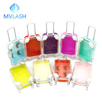 Vente en gros de mini valise pour cils avec logo personnalisé Boîte d'emballage cadeau transparente pour cils naturels faits à la main quantité minimale de commande bas