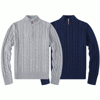 Pull en coton de luxe pour homme, personnalisé, hiver, col polo zippé, décontracté, tricoté, brodé, pour hommes