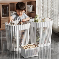 Panier de rangement en plastique ajouré respirant avec poignée de transport confortable, idéal pour le linge sale, la salle de bain et la chambre à coucher