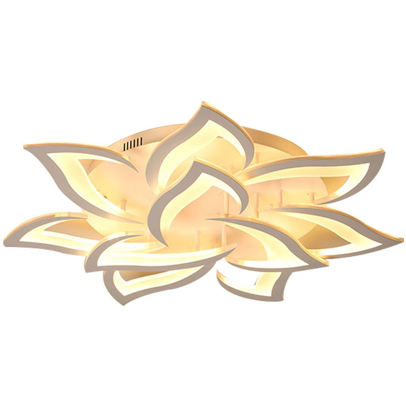 Online Wholesale Nordic Simple Black White Lotus Flower Ceiling Lights for Living Room Bedroom Modern Design Flower Ceiling Lamp