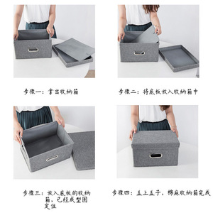 Foldable Fabric <b>Storage</b> Box Rectangle With Lid Stackable Clothing Organizer For <b>Clothes</b> And Quilts Moisture Proof - Product Image 2