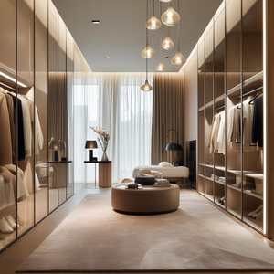 Italian Luxury Custom Double Glass Sliding Walk-In Wardrobe <strong>Big</strong> <strong>Closet</strong> Room Cabinet with MDF Door for Home Bedroom Furniture - Product Image 5