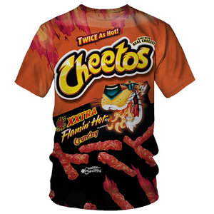Camiseta Informal de Verano para Hombre, Holgada, con Estampado de Papas Fritas y <span class=keywords><strong>Cheetos</strong></span>, de Secado Rápido, Cuello Redondo, Estilo Hip-hop - Product Image 1