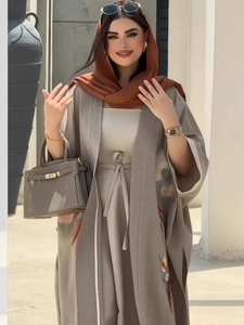 Traje de Dos Piezas para Mujer, Estilo Elegante y Moderno, con Estampado Floral, para Musulmanas, Modest Burqa Abaya Robe <span class=keywords><strong>Cabaya</strong></span>, Precio al por Mayor - Product Image 1
