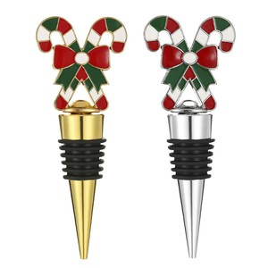 <b>Christmas</b> <b>Candy</b> <b>Cane</b> Wine Stopper Gold And Silver Zinc Alloy Bottle Sealer Holiday Gift - Product Image 5