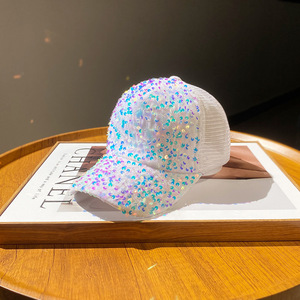 Casquette de baseball ajustable pour femme, version coréenne, avec visière en maille à sequins, imprimé scintillant, polyvalente, protection solaire, respirante - Product Image 2