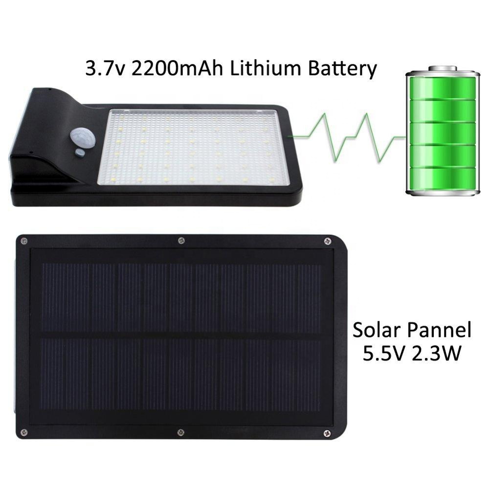 Уличный настенный светильник на солнечной батарее с датчиком движения, 42 светодиода