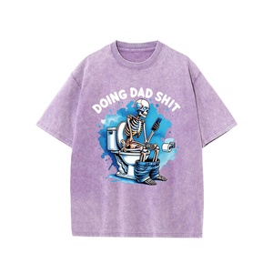 Camiseta de lavado ácido de algodón 100% personalizada de fábrica, ropa de calle Vintage de peso pesado con estampado de Halloween, técnicas bordadas ODM - Product Image 5