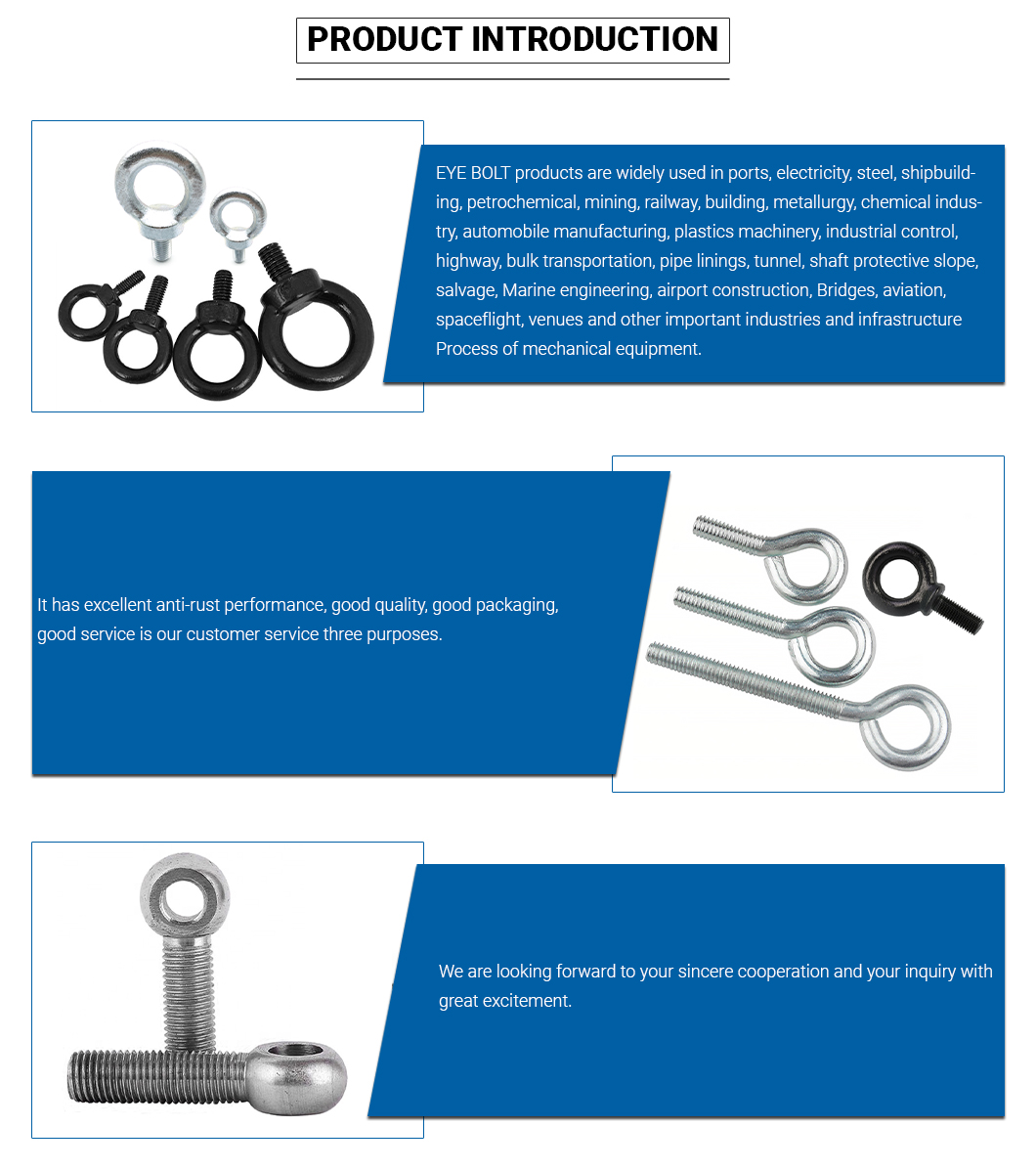 High Strength Zinc Plated DIN580 Carbon Steel Lifting Eye Bolt