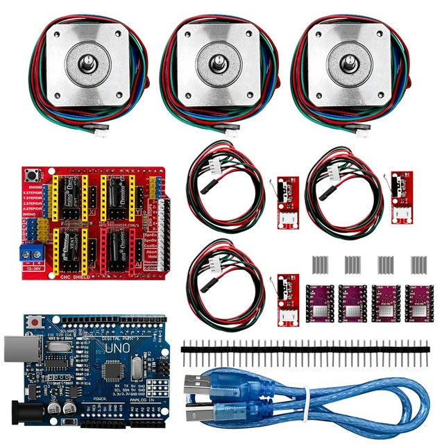 EParthub A4988 GRBL CNC Controller Kit R3 Shield DRV8825 Stepper Motors End-Stops 1 Year Warranty