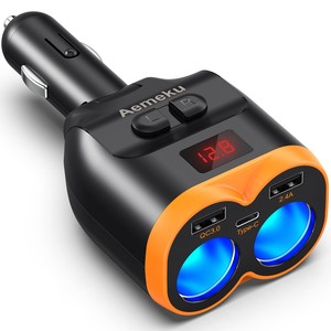 Cargador Rápido para Auto de 12V, Adaptador USB de 5 Puertos con Encendedor de Cigarrillos, Compatible con <span class=keywords><strong>iPhone</strong></span> y Samsung <span class=keywords><strong>12</strong></span>-24V - Product Image 1