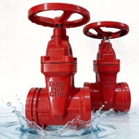 Vanne à opercule rainurée en fonte ductile pour lutte contre l'incendie, type OSY, 200 PSI, dispositif de sécurité pour réseau d'hydrant, à volant manuel, à joint élastique