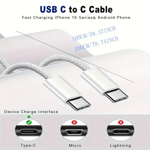 Cavo di ricarica rapida USB-C originale EONLINE 3.3FT 3D per Apple iPhone 17 16 Pro Max 15 Pro Plus PD 60W USB-C intrecciato per ricarica e dati - Product Image 4
