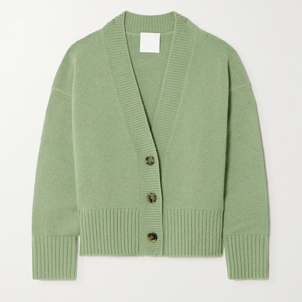 Manufacturer Custom Embroidery logo Casual Clothing Wool Cashmere and Silk Short Solid Color Knit Sweater Cardigan Women Product