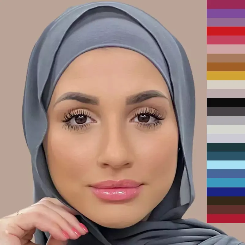 Hijab de gasa con gorro de tubo interior a juego, conjunto de dos piezas a juego, bufandas musulmanas de uso diario, nueva moda