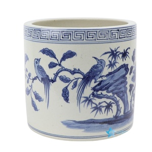 RZFH18-B-C-D Jingdezhen <span class=keywords><strong>bleu</strong></span> et blanc peint à la main en forme de cylindre pot de <span class=keywords><strong>fleur</strong></span> en porcelaine pour la maison ou le <span class=keywords><strong>jardin</strong></span> - Product Image 1