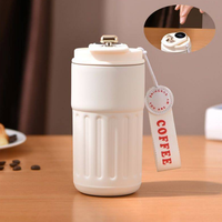 Mug Kopi Pintar Sublimasi 500ml dengan Tampilan Suhu Cerdas di Tutup, Sendok Stainless Steel, Cangkir Kantor