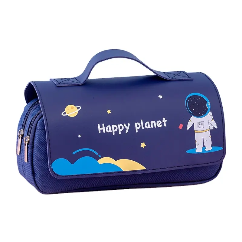 New Cartoon Elementary School Pen Bag Large Capacity Cute Portable Stationery Bag Creative Astronaut Pencil Case Pencil Bag