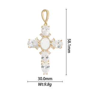 Cross Zircon Pendant Charms Copper Alloy Bezel Setting DIY Jewelry Accessories Necklace Fashion Pendants - Product Image 3