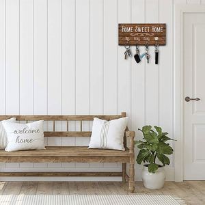 En gros, Panneau mural rustique en bois personnalisé avec porte-clés, Décoration de maison style ferme, Crochets artisanaux, Dropshipping - Product Image 4