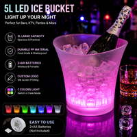 Cubo de Cerveza LED de Plástico PP Resistente a Impactos de 5L, con Logotipo Personalizado Serigrafiado, Funciona con Pilas AA, para Bares y KTV