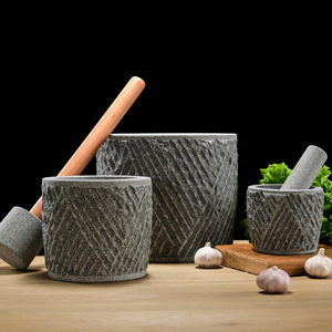 Natural Stone Garlic Mortar And Pestle Manual Grinding Tool For Kitchen Herb Spice Crushing - Product Image 3