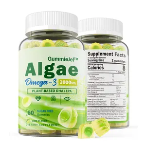 Zuckerfreie Algen gummis 2000mg Omega 3 Gummies Omega 3 Fischöl ergänzungen Alternative mit EPA & DHA