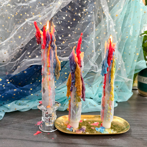 Color European Long Taper Drip Candles Wholesale Stock <b>Rainbow</b> <b>Lighting</b> Art Decor For Home & Photography Props - Product Image 3