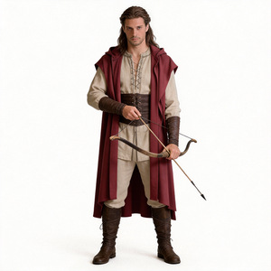 Cape de chevalier médiéval haut de gamme pour adulte, unisexe, à capuche, pour cosplay, Halloween, guerrier, elfe, jeu de rôle - Product Image 2