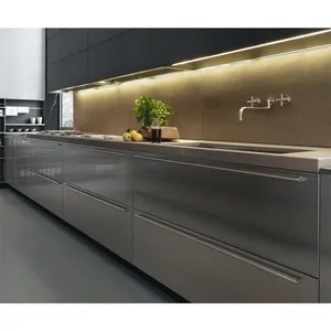 Base Australian Style High Gloss Graphic Design Flat Edge Modern Kitchen Cabinet Furniture