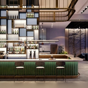 Brutalist Luxury Restaurant Counter Design <b>LED</b> <b>Lighting</b> Eco-Friendly Waterproof High Quality Heavy Duty <b>Bar</b> Interior Furniture - Product Image 1