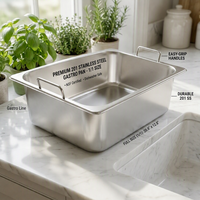 Langlebige Umweltfreundliche Edelstahl Rechteckige Eiscreme-Servierpfanne mit Kommerziellen Portionsdeckel-Griffen Lebensmittelbehälter GN-Pfanne