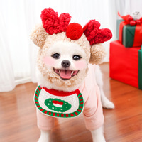 Bavoir doux réglable pour animaux de compagnie rouge-vert crochets en tricot accessoire d'impression de vacances festives pour petits chiens chats pour Noël d'hiver