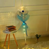 Bouquet de roses de haute qualité pour la Saint-Valentin 2026, ballons à bulles en PVC transparent, ballons Bobo avec lumière LED, ensemble cadeau unique pour Pâques, décoration