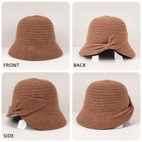 Chapeau d'hiver chaud, chapeau seau fendu, mode féminine, feutre, laine, tricoté, uni, chapeau seau simple