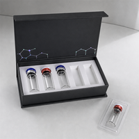 Boîte rigide magnétique de luxe personnalisée en forme de livre avec insert en mousse EVA prédécoupée pour l'emballage de flacons de peptides cosmétiques, logo personnalisé