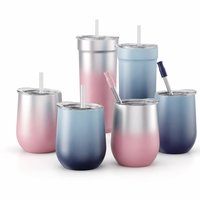 Gobelets à vin isothermes personnalisés de 10/14 oz, colorés, avec revêtement en poudre, à double paroi, en acier inoxydable, pour le café, les voyages en voiture