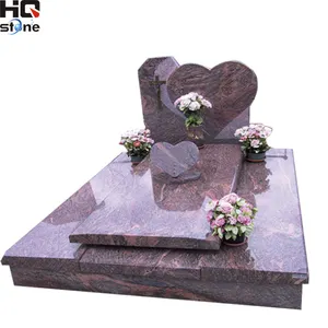 XIAMEN HQ STONE custom tombstones and monuments heart shaped tombstone pink granite headstones