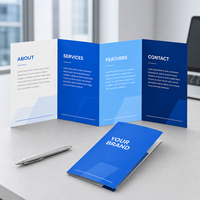Brochure pliée en 4 volets en papier fantaisie pour impression offset, dépliant, prospectus, format personnalisé, estampage à chaud doré, affiche A4/A5