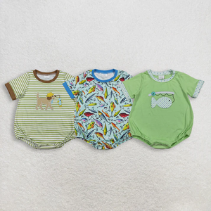 Combinaisons de chasse pour enfants, bébés garçons, manches courtes, imprimé brodé, combinaison de pêche à manches courtes - Product Image 1