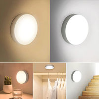 Veilleuse à détecteur de mouvement ronde LED pour armoire Veilleuse USB rechargeable à induction intelligente Veilleuse de penderie