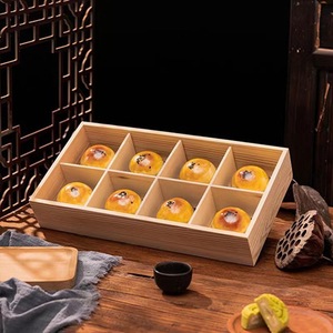 Boîte Cadeau en Bois Massif pour Gâteaux de Lune, Rectangulaire, Faite à la Main, avec Tiroir Amovible, pour le Festival de la Mi-Automne - Product Image 1