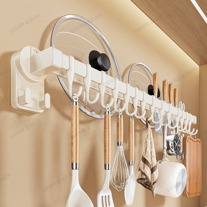 Barra de Succión de Lujo para Cocina con Ganchos, Soporte de Pared para Tapas de Ollas y Espátulas, Sin Perforaciones, Sin Taladrar - Product Image 5