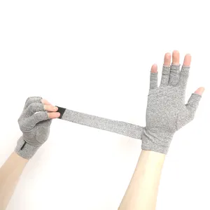 Gants à écran tactile en coton sans doigts Gants de compression pour thérapie anti-arthrite avec sangle