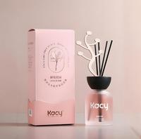 Bouteille en verre vide de forme ronde avec logo personnalisé de luxe 100ml 150ml 200ml diffuseur de roseau givré avec emballage cadeau