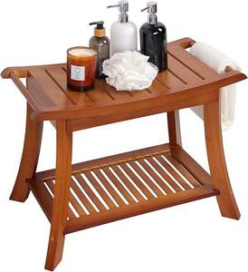 Tùy Chỉnh OEM Tếch Tắm Băng Ghế Dự Bị Phân Với Lưu Trữ Kệ Tắm Băng Ghế Dự Bị Cho Bên Trong Vòi Hoa Sen Phòng Tắm Phân 2-Tầng Spa Ghế Cho Người Lớn - Product Image 3