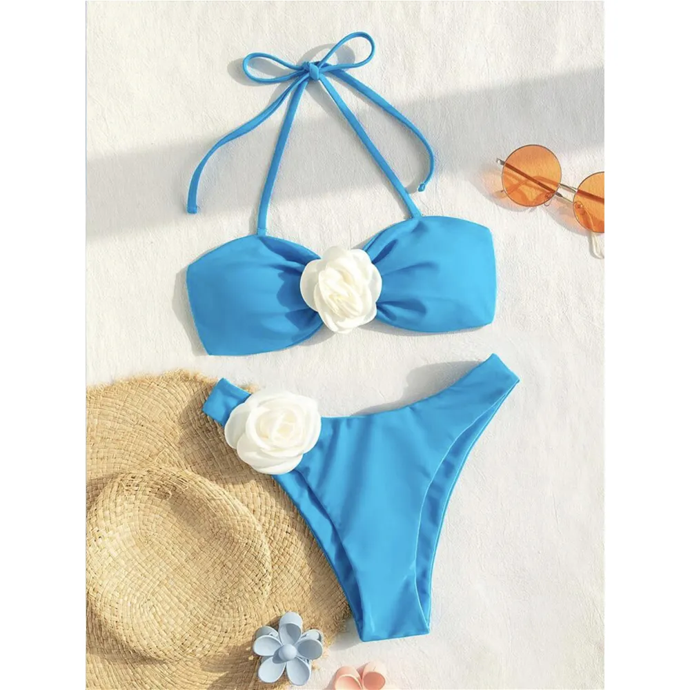 Cheap Sexy Bikini Women Bathing Suits with flower decoration Beach wears Swimwear for promotion