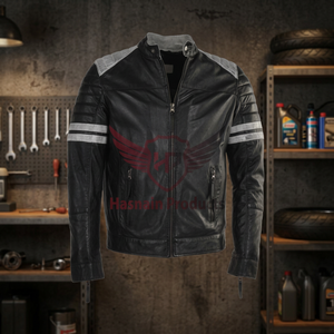 Chaqueta de cuero negro Premium Fight Club inspirada en elegantes prendas de vestir exteriores de motociclista para hombres con diseño distintivo - Product Image 3